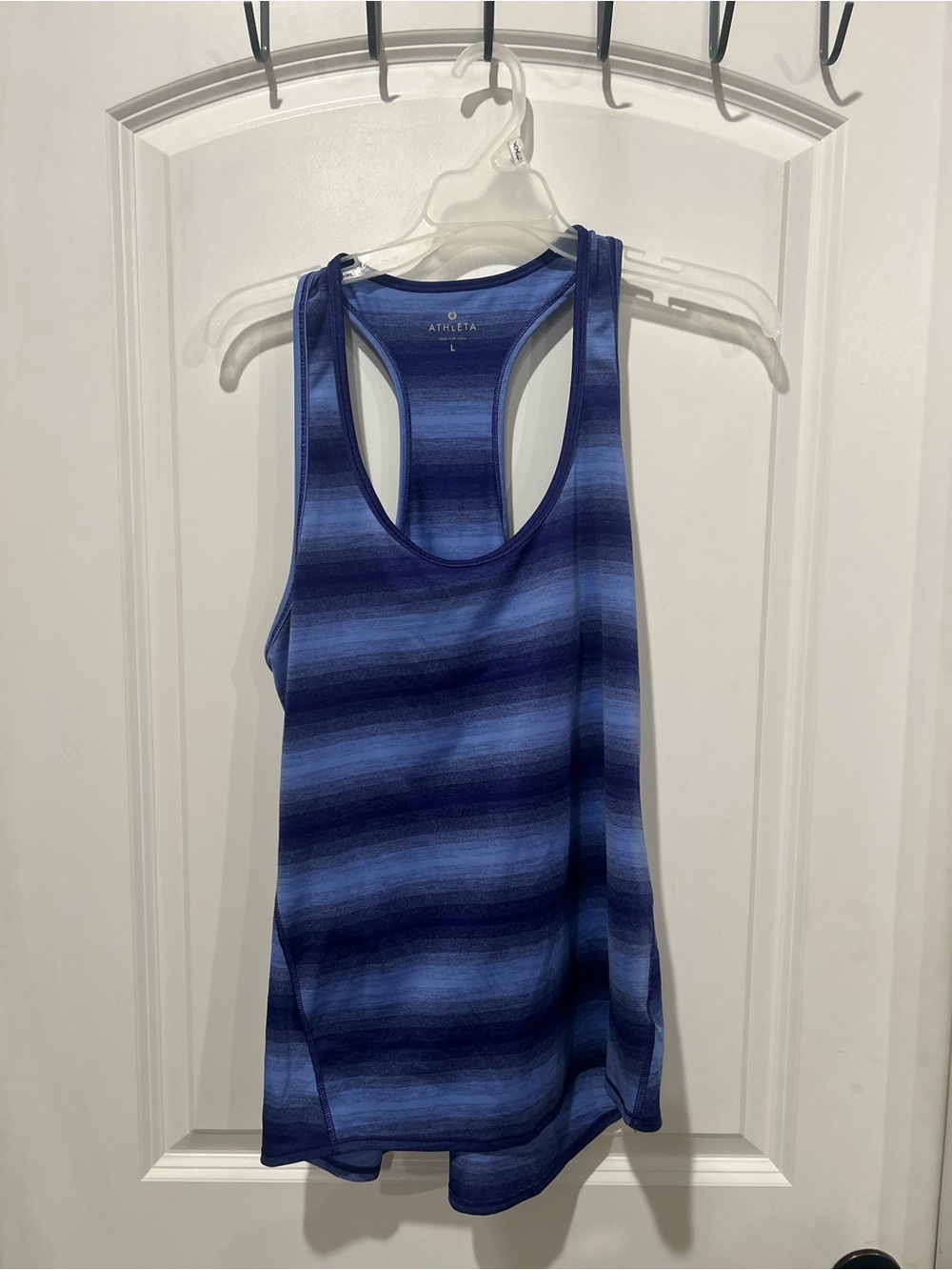 Athleta Navy and Royal Blue Striped Racerback Tank